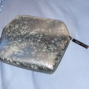 Mac silver snowflake plastic pvc shimmer clear makeup bag pencil travel kit case